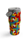 CORAL HİGH KİDS RENKLİ BLOK DESENLİ  600 ml ÇELİK TERMOSLU 4'LÜ ÇEKÇEKLİ OKUL ÇANTA SETİ SETİ