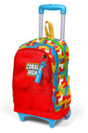 CORAL HİGH KİDS RENKLİ BLOK DESENLİ  600 ml ÇELİK TERMOSLU 4'LÜ ÇEKÇEKLİ OKUL ÇANTA SETİ SETİ