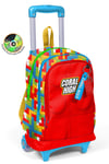 CORAL HİGH KİDS RENKLİ BLOK DESENLİ  600 ml ÇELİK TERMOSLU 4'LÜ ÇEKÇEKLİ OKUL ÇANTA SETİ SETİ