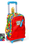 Coral High Kids Renkli Blok Desenli Üç Bölmeli Çekçekli Okul Sırt Çantası 23975