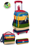 CORAL HİGH KİDS RENKLİ ÇİZGİLİ ÇEKÇEKLİ 3'LÜ ÇANTA SETİ 