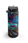 CORAL HİGH KİDS RENKLİ YARIŞ ARABASI DESENLİ 650 ml ÇELİK TERMOSLU 4'LÜ OKUL ÇANTA SETİ 