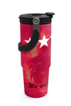 Coral High Kids Sarı Kırmızı 5 Yıldız Aslan Taraftar Desenli Pipetli ve Direkt İçim Çelik Termos 900 ml 38731