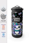 CORAL HİGH KİDS SİYAH AYICIK DESENLİ 650 ml ÇELİK TERMOSLU 4'LÜ OKUL ÇANTA SETİ 