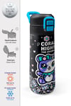 Coral High Kids Siyah Ayıcık Desenli Pipetli ve Direkt İçim Çelik Termos 500 ml 38124