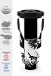 Coral High Kids Siyah Beyaz Kartal Taraftar Desenli Pipetli ve Direkt İçim Çelik Termos 900 ml 38732