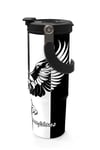 Coral High Kids Siyah Beyaz Kartal Taraftar Desenli Pipetli ve Direkt İçim Çelik Termos 900 ml 38732