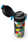 Coral High Kids Siyah Karikatür Çizgili Desenli Pipetli ve Direkt İçim Çelik Termos 500 ml 31990