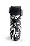 Coral High Kids SiyahBeyaz Geometrik Desenli Pipetli ve Direkt İçim Çelik Termos 500 ml 31882