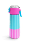 CORAL HİGH KİDS TURKUAZ PEMBE ÇİZGİLİ 500 ml ÇELİK TERMOSLU 4'LÜ OKUL ÇANTA SETİ 
