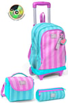 Coral High Kids Turkuaz Pembe Çizgili 3'lü Okul Çanta Seti SET0123971
