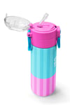 CORAL HİGH KİDS TURKUAZ PEMBE ÇİZGİLİ 500 ml ÇELİK TERMOSLU 4'LÜ OKUL ÇANTA SETİ 