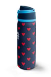 Coral High Lacivert Kırmızı Kalp Desenli Pipetli ve Direkt İçim Çelik Termos 800 ml 38507