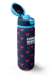 Coral High Lacivert Kırmızı Kalp Desenli Pipetli ve Direkt İçim Çelik Termos 800 ml 38507