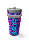 Coral High Renkli Leopar Desenli Katlanır Ağızlıklı Çelik Termos 600 ml 38911