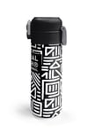 CORAL HİGH SİYAH BEYAZ GEOMETRİK DESENLİ 500 ml ÇELİK TERMOSLU 4'LÜ OKUL ÇANTA SETİ 