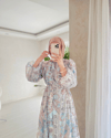 Etnik Desenli Kuşaklı Maxi Elbise