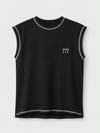 777 Baskılı Oversize Sıfır Kol T-Shirt Siyah