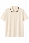 Bej Kahve Çizgi Detaylı Polo Yaka T-shirt