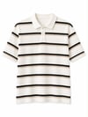 Erkek .Çizgi Desenli Polo Yaka T-shirt Beyaz