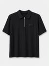 Erkek Çizgi Desenli Fermuarlı Polo Yaka T-shirt Siyah