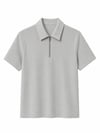 Erkek Fermuarlı Polo Yaka T-shirt Gri