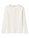 Erkek Fitilli Henley Yaka Düğmeli Triko Kazak Beyaz