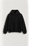 Erkek Oversize Kapüşonlu Basic Sweatshirt Siyah