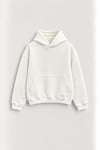 Erkek Oversize Kapüşonlu Basic Sweatshirt Beyaz