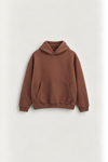 Erkek Oversize Kapüşonlu Basic Sweatshirt Kahverengi