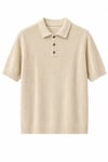 Erkek Relaxed Fit Polo Yaka Triko T-Shirt Bej