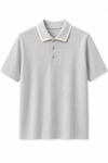 Gri Bej Çizgi Detaylı Polo Yaka T-shirt