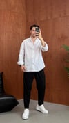 Oversize Keten Gömlek Beyaz