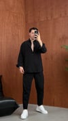 Oversize Keten Gömlek Siyah 