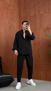 Oversize Keten Gömlek Siyah 
