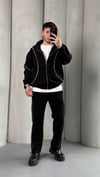 Oversize Şerit Detaylı Eşofman Takım Siyah
