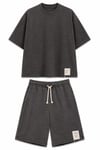 Oversize T-Shirt Şort Takım Gri