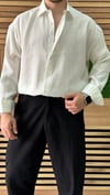 Oversize Tensel Kumaş Gömlek Beyaz