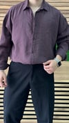 Oversize Tensel Kumaş Gömlek Mürdüm