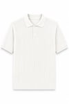 Regular Fit Örme Triko Polo Yaka T-Shirt Beyaz