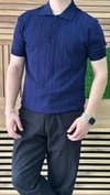 Regular Fit Örme Triko Polo Yaka T-Shirt Lacivert