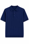 Regular Fit Örme Triko Polo Yaka T-Shirt Lacivert