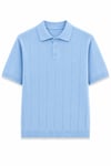 Regular Fit Örme Triko Polo Yaka T-Shirt Bebe Mavi