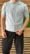 Regular Fit Örme Triko Polo Yaka T-Shirt Bebe Mavi