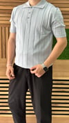 Regular Fit Örme Triko Polo Yaka T-Shirt Bebe Mavi