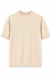 Regular Fit Örme Triko T-Shirt Bej