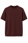 Regular Fit Örme Triko T-Shirt Kahverengi