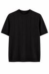 Regular Fit Örme Triko T-Shirt Siyah