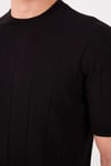 Regular Fit Örme Triko T-Shirt Siyah