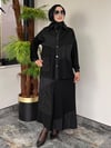Bambu Kumaş Dantel Kumaş Garnili Etekli Takım -Siyah